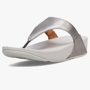 Fitflop Lulu Silver Metallic Gray Thong Sandals size 8